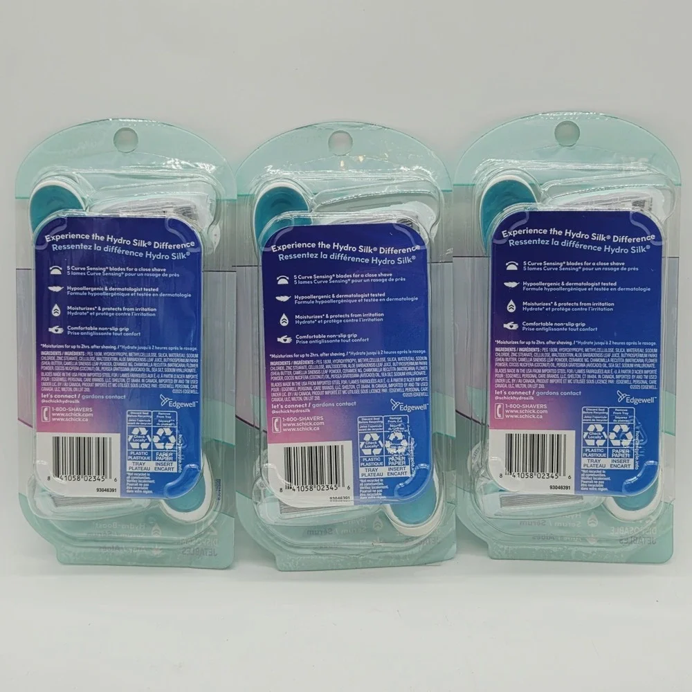 Lot of 3 Schick Hydro Silk Ultra Sensitive Women's Disposable Razors 6ct Total
